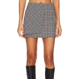 Check Mix Mini Skirt in Frost Gray